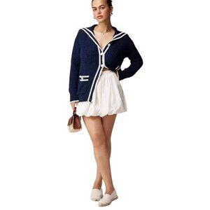 J. Crew Bubble Hem Mini Skirt Women 8 White Romantic Feminine Elevated Basic NWT